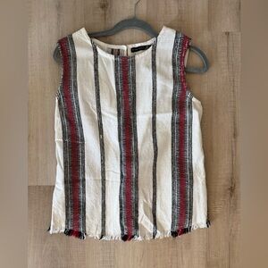 Black Tape Cream and Red Striped Tank Top